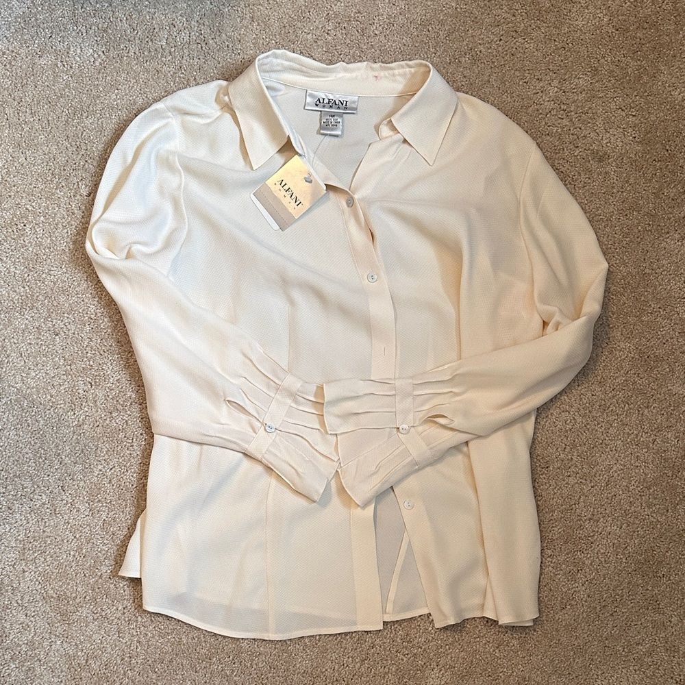 Alfani Women's Button Down Shirt in Soft Cream